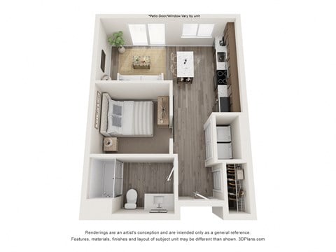 Floor plan for studio, 1 bath, 547 sqft